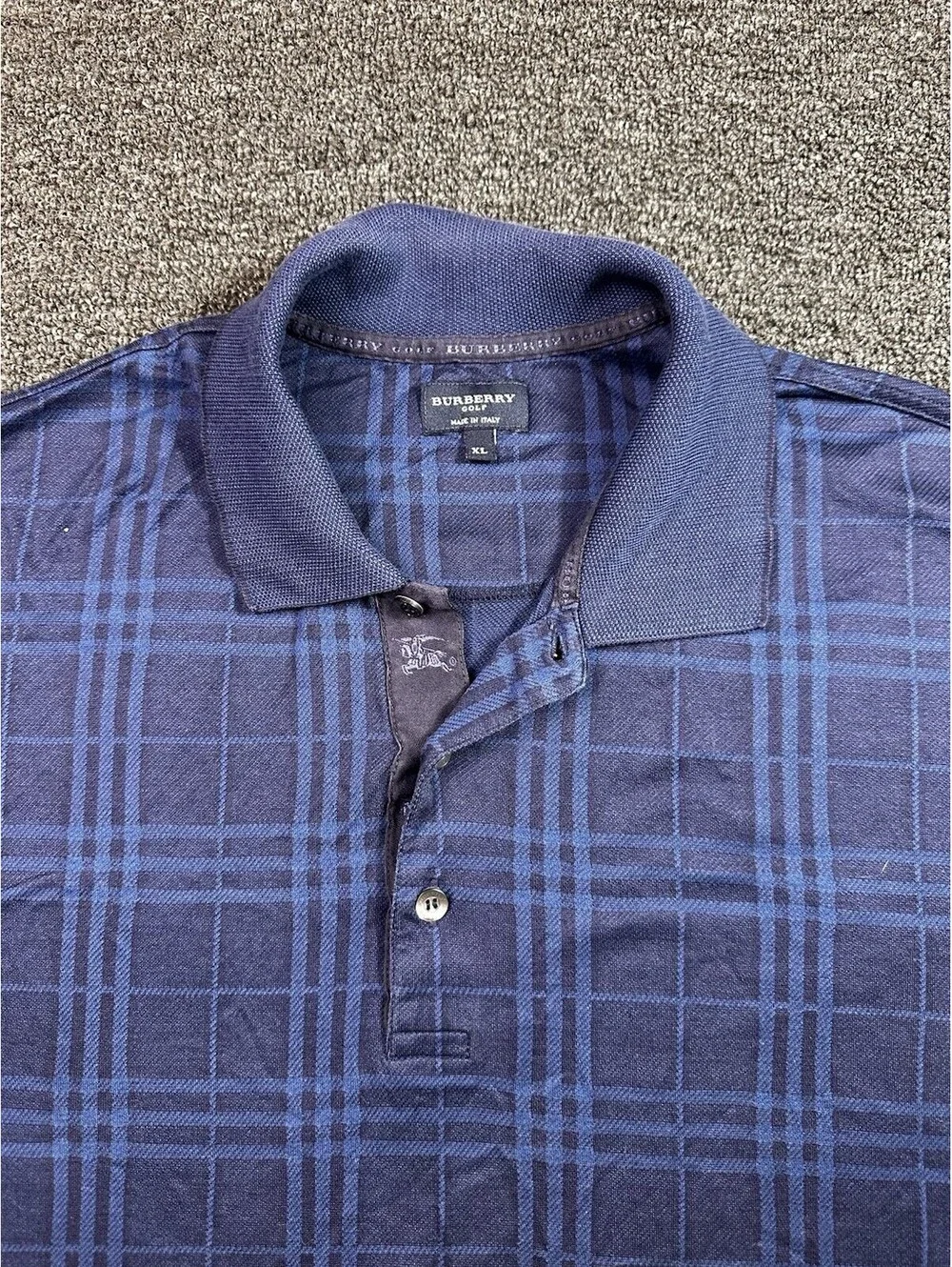 Men’s BLUE Burberry Golf Polo Shirt Size XL Preppy